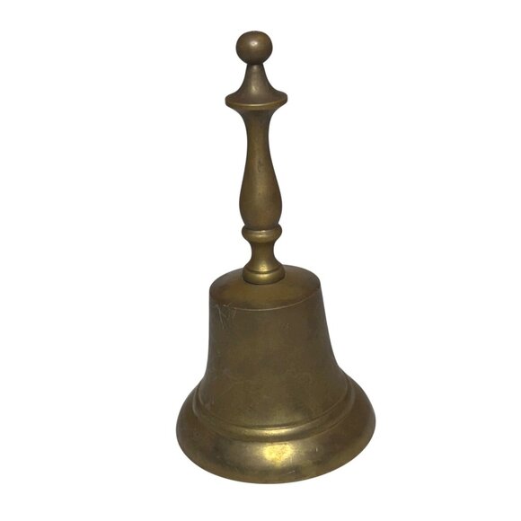 Solid Brass Hand Bell School Bell Dinner Bell India 6-1/2" Tall - Picture 1 of 6